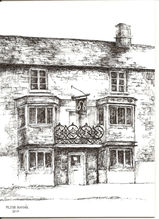 Optitian in Chipping Norton Ink Drawing SOLD, Milena Blaziak