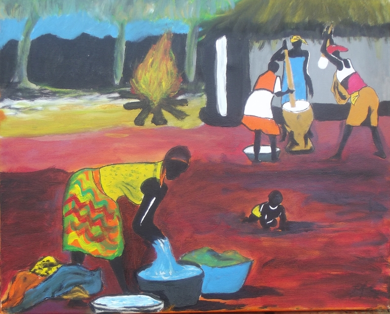 African Village Setting, Joel Dazz