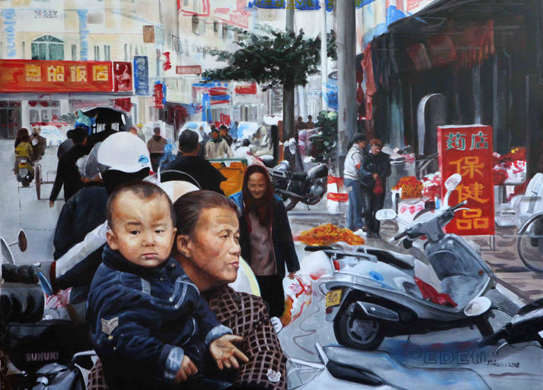 „Streetscape with a little boy” , Sinkovics EdE